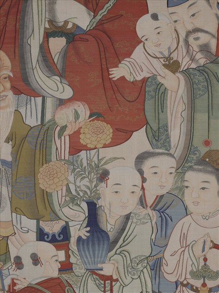 清緙絲御製三星圖頌並恭繪圖　軸