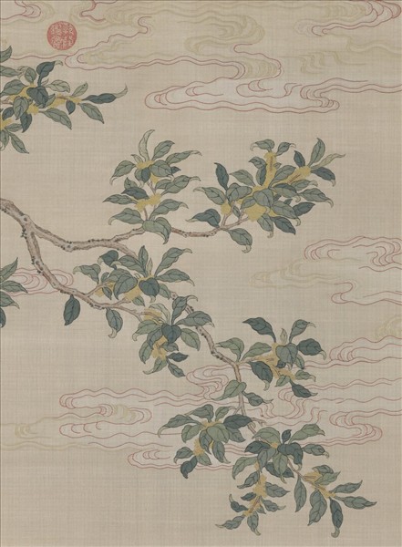 清緙絲御製三星圖頌並恭繪圖　軸