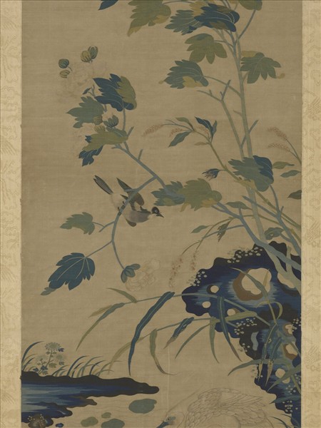 宋緙絲崔白一鷺榮華　軸