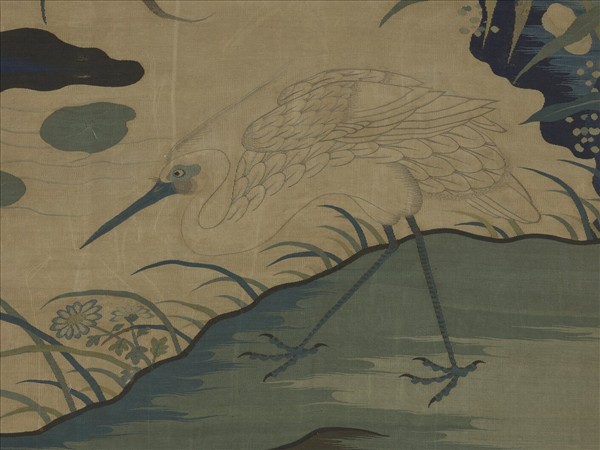 宋緙絲崔白一鷺榮華　軸