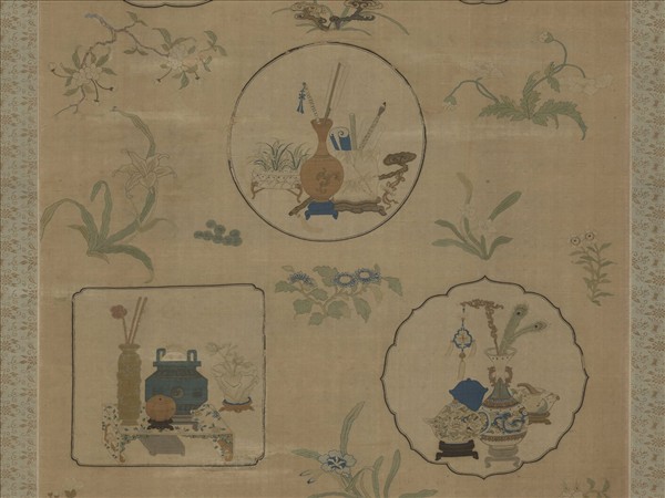 清乾隆緙絲博古書幌（一）　軸