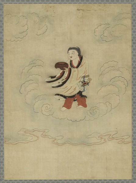 明顧繡八仙慶壽掛屏（二）和合二仙之合仙　軸