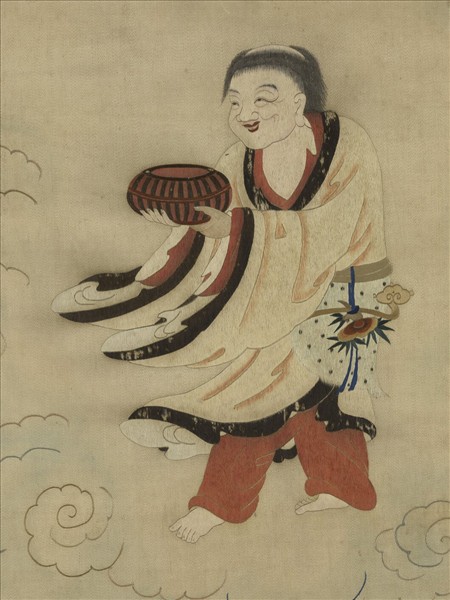 明顧繡八仙慶壽掛屏（二）和合二仙之合仙　軸