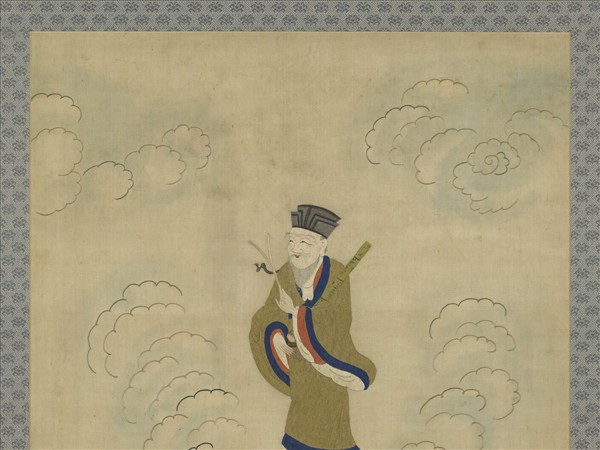 明顧繡八仙慶壽掛屏（三）張果老　軸