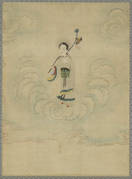 明顧繡八仙慶壽掛屏（四）何仙姑　軸