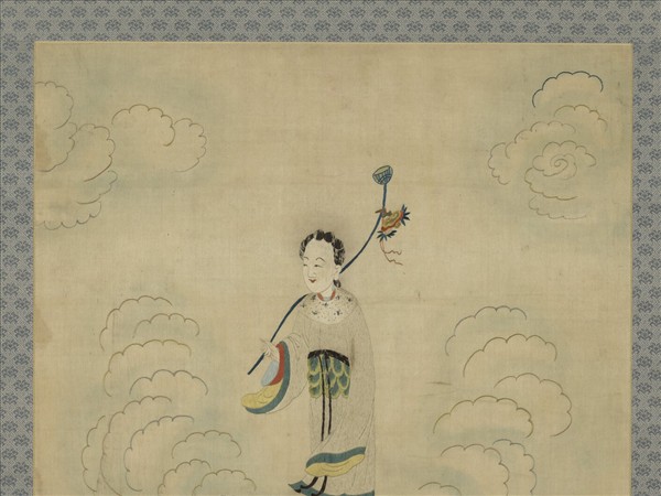 明顧繡八仙慶壽掛屏（四）何仙姑　軸