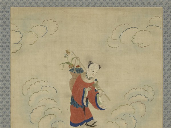 明顧繡八仙慶壽掛屏（六）藍采和　軸