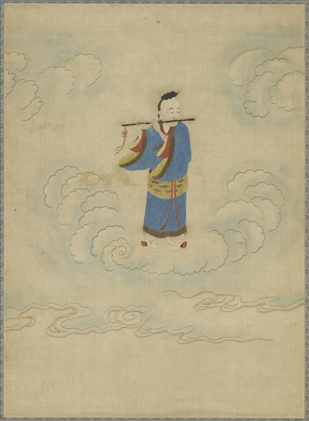 明顧繡八仙慶壽掛屏（七）韓湘子　軸