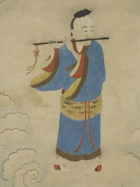 明顧繡八仙慶壽掛屏（七）韓湘子　軸