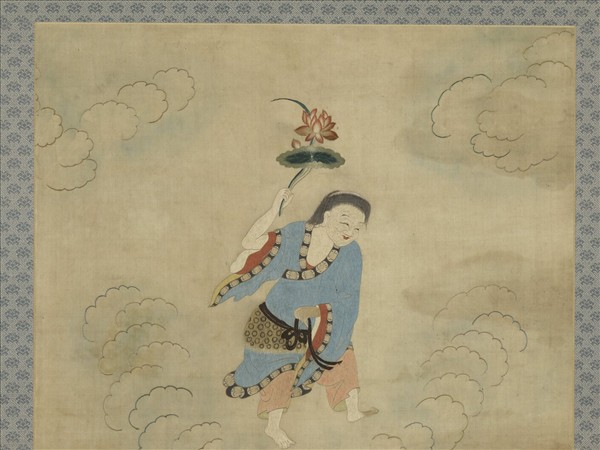 明顧繡八仙慶壽掛屏（九）和合二仙之和仙　軸