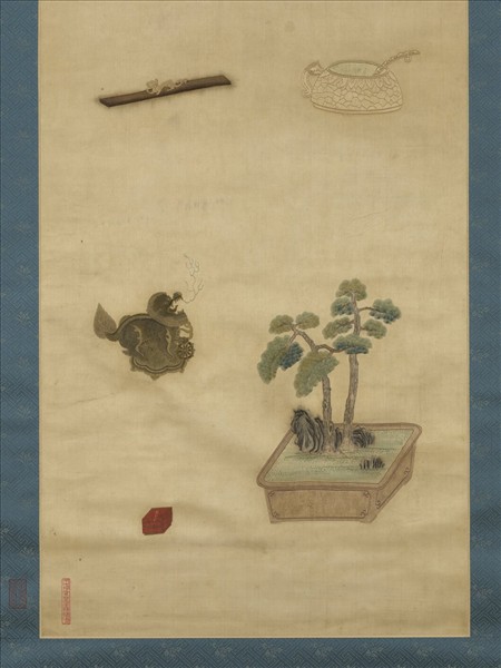 明粵繡博古圖屏（八）　軸