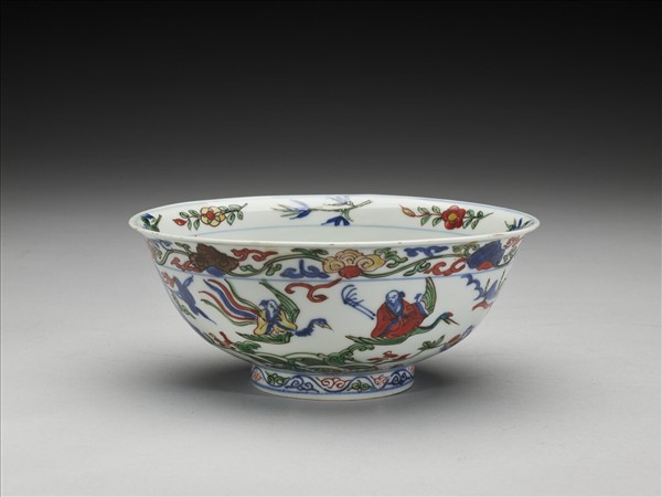 五彩仙人圖碗