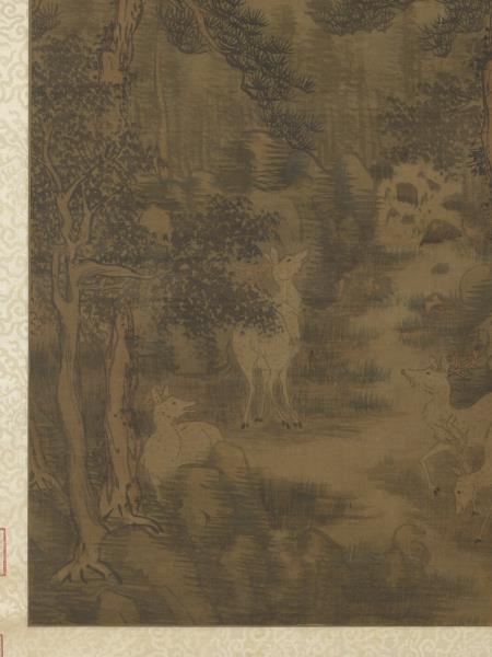 明戴進長松五鹿　軸