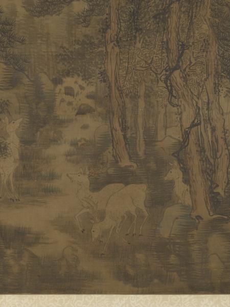 明戴進長松五鹿　軸