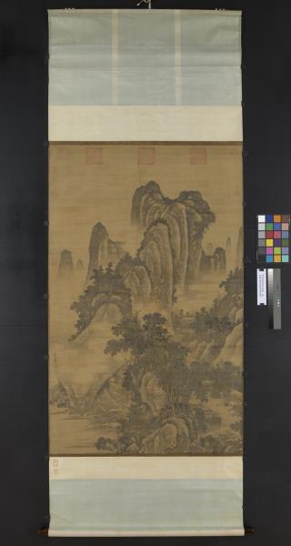 明馬軾春塢村居圖　軸