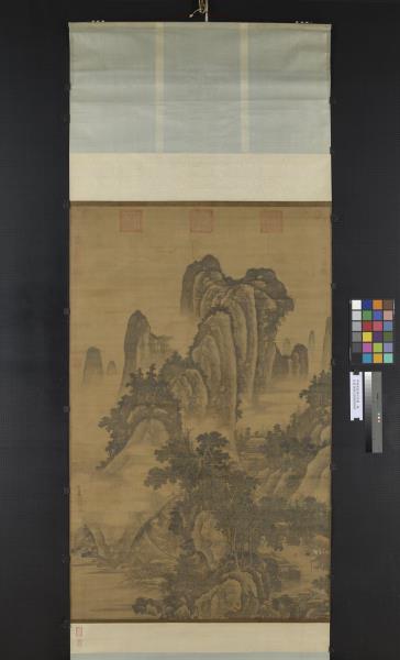 明馬軾春塢村居圖　軸