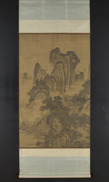 明馬軾春塢村居圖　軸