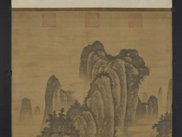 明馬軾春塢村居圖　軸