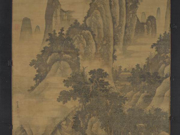 明馬軾春塢村居圖　軸