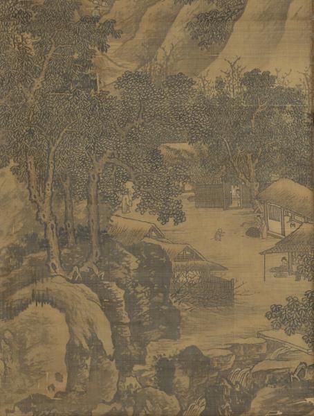 明馬軾春塢村居圖　軸