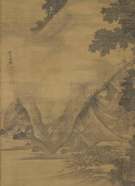 明馬軾春塢村居圖　軸