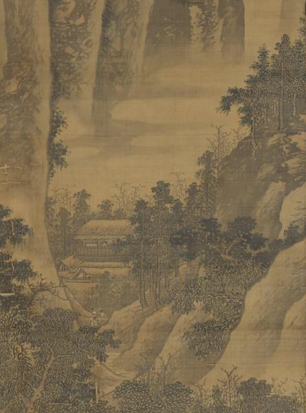 明馬軾春塢村居圖　軸