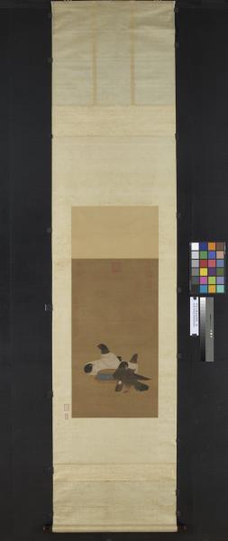 明宣宗畫金盆鵓鴿　軸