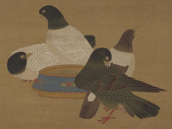 明宣宗畫金盆鵓鴿　軸