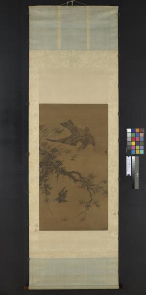 明林良秋鷹　軸