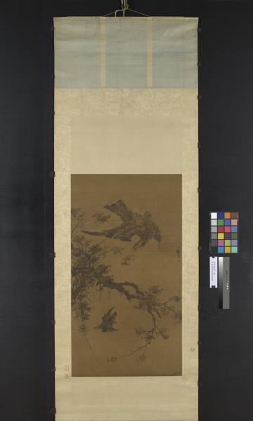 明林良秋鷹　軸