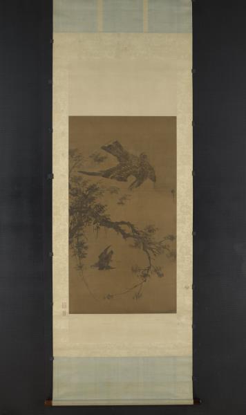 明林良秋鷹　軸