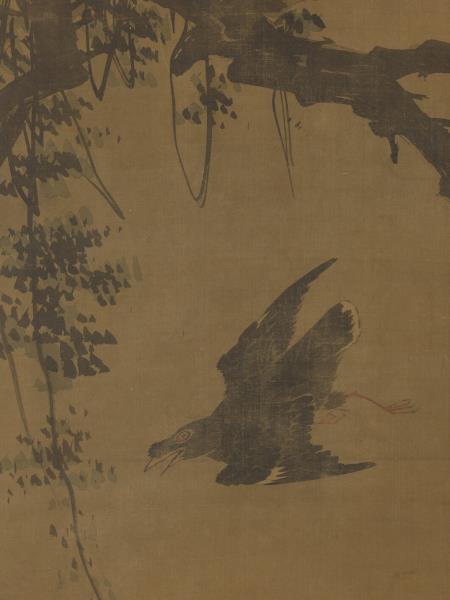 明林良秋鷹　軸