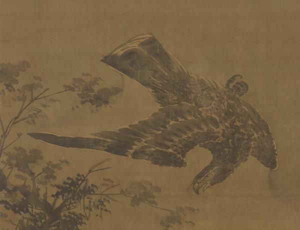 明林良秋鷹　軸