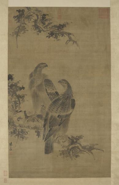 明林良畫鷹　軸