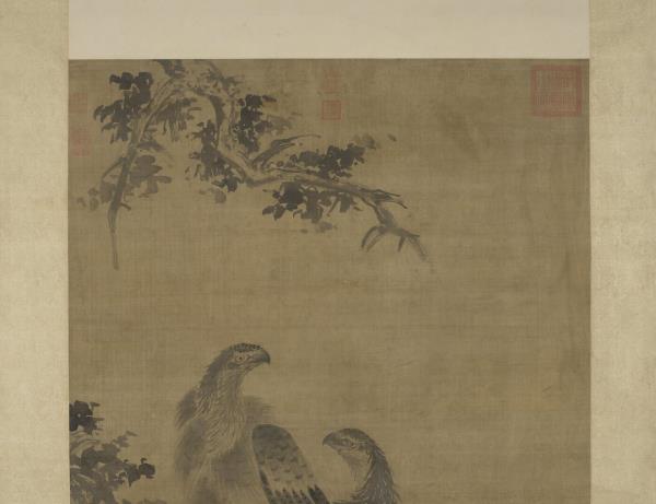 明林良畫鷹　軸