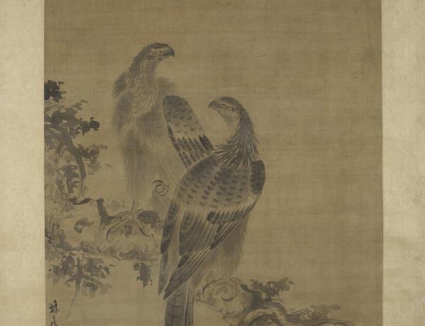 明林良畫鷹　軸