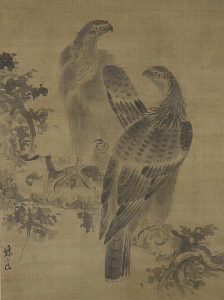 明林良畫鷹　軸