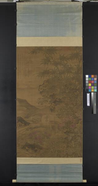 明陶成菊花雙兔圖　軸