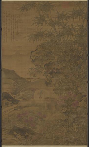 明陶成菊花雙兔圖　軸