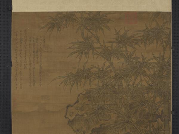 明陶成菊花雙兔圖　軸