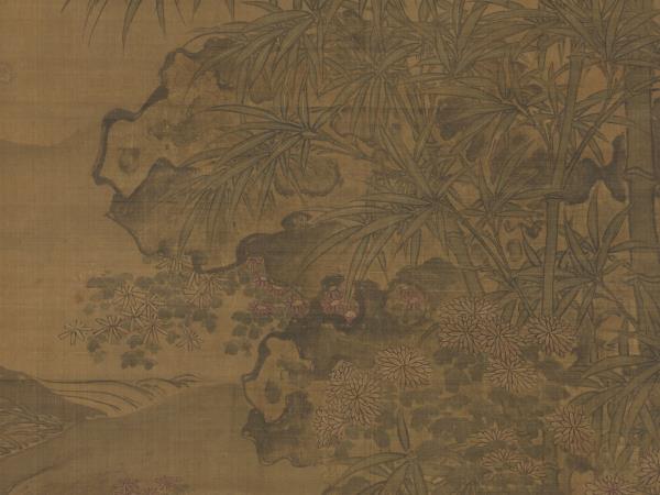 明陶成菊花雙兔圖　軸