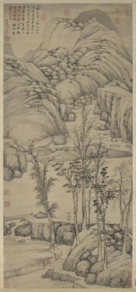 明沈周策杖圖　軸