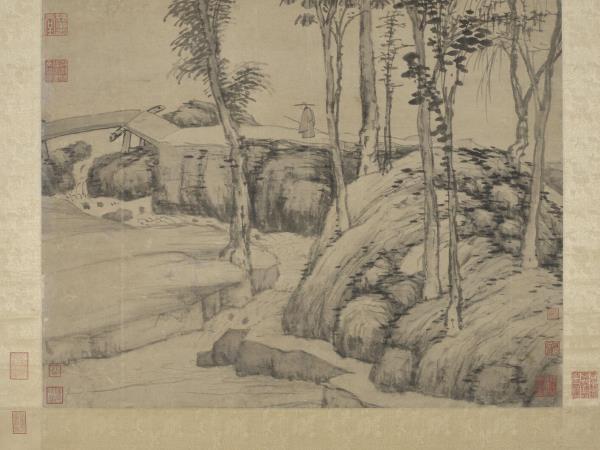 明沈周策杖圖　軸