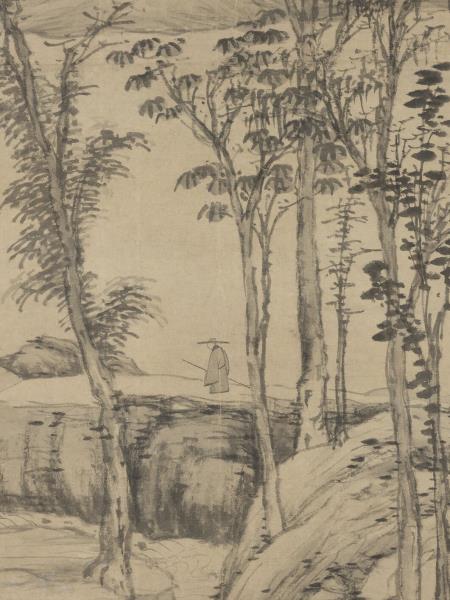 明沈周策杖圖　軸