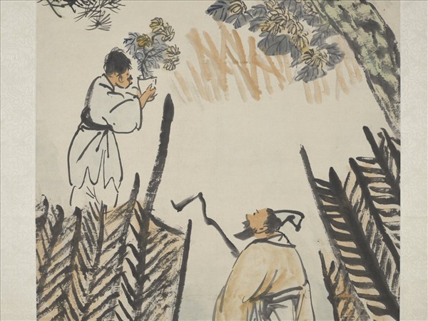 民國王震淵明愛菊　軸