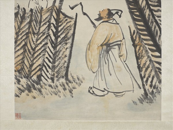 民國王震淵明愛菊　軸