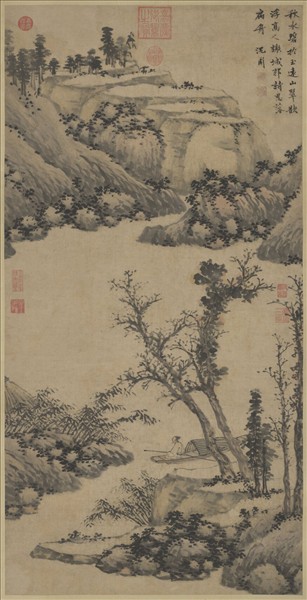 明沈周扁舟詩思圖　軸