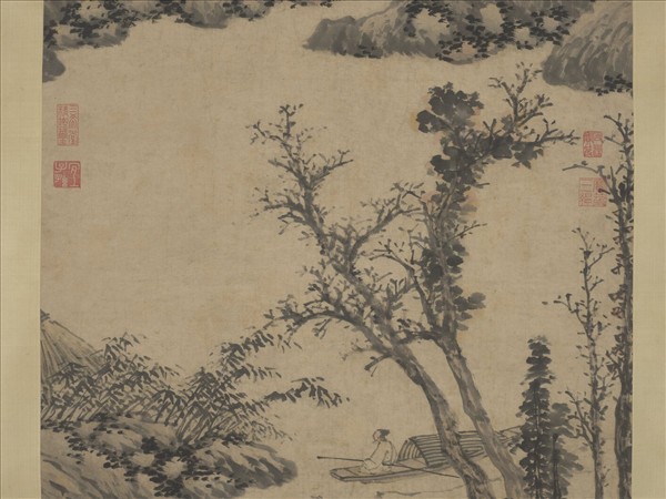 明沈周扁舟詩思圖　軸