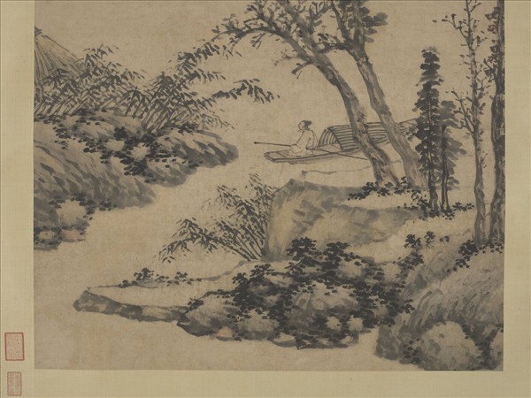 明沈周扁舟詩思圖　軸