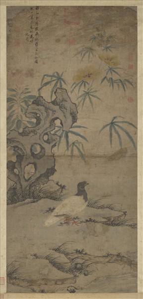 明沈周放鴿圖　軸